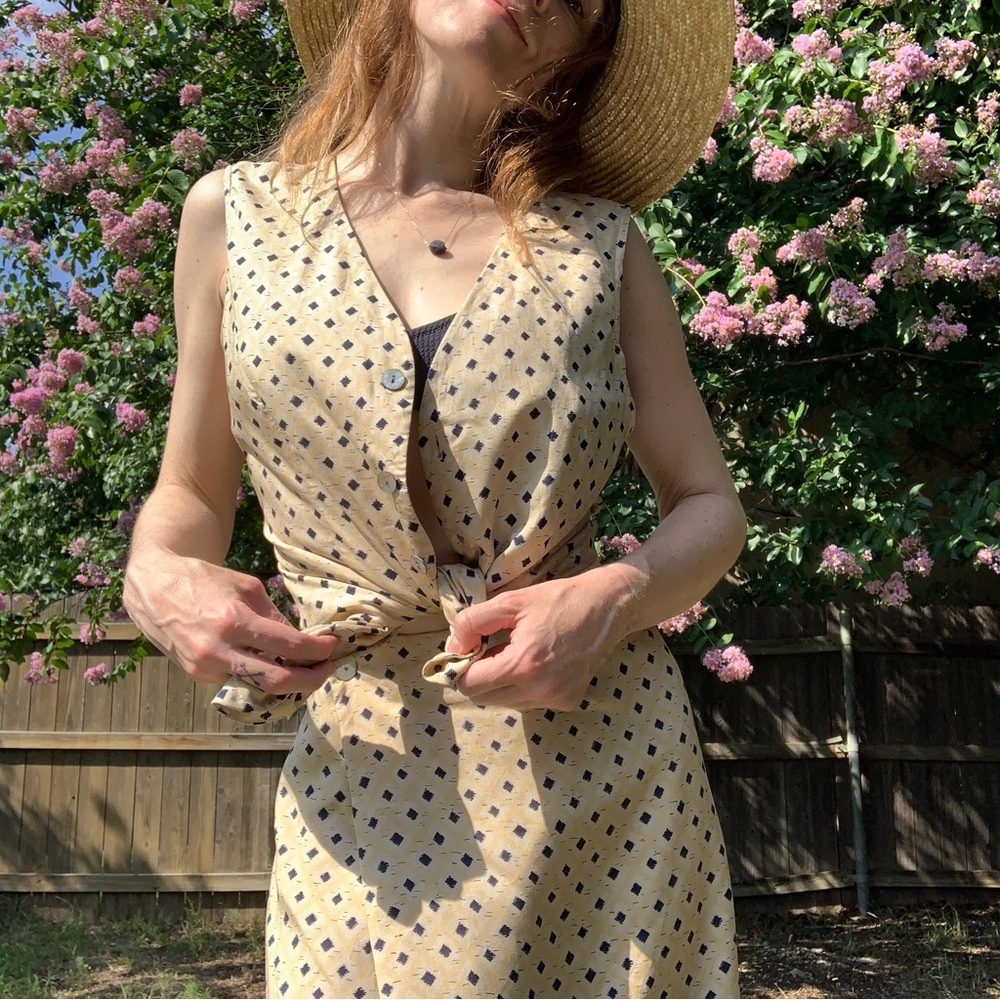 Vintage 1980s silk skirt and vest set